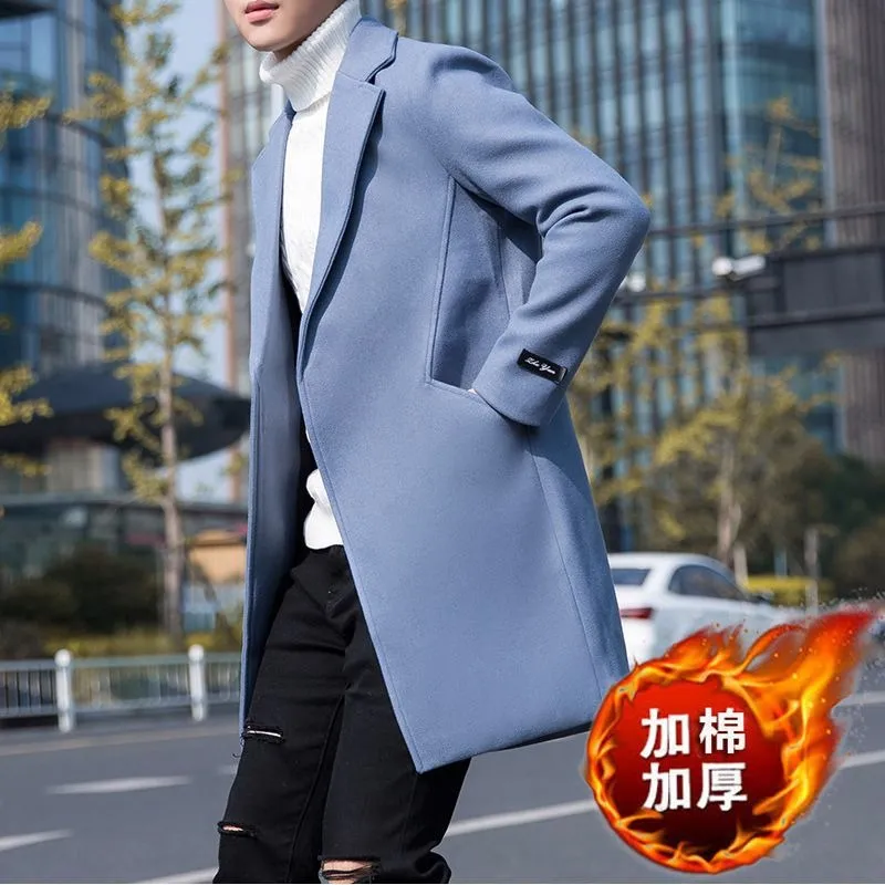 Men's Fashion Trench Coats Casual Solid Jacket Windbreakers Winter Warm Overcoat | 1211MF3