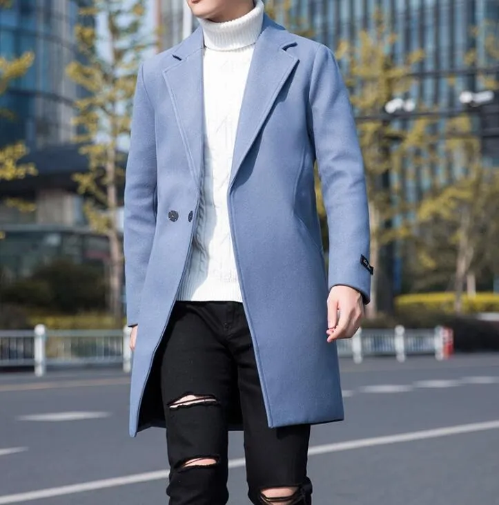 Men's Fashion Trench Coats Casual Solid Jacket Windbreakers Winter Warm Overcoat | 1211MF3