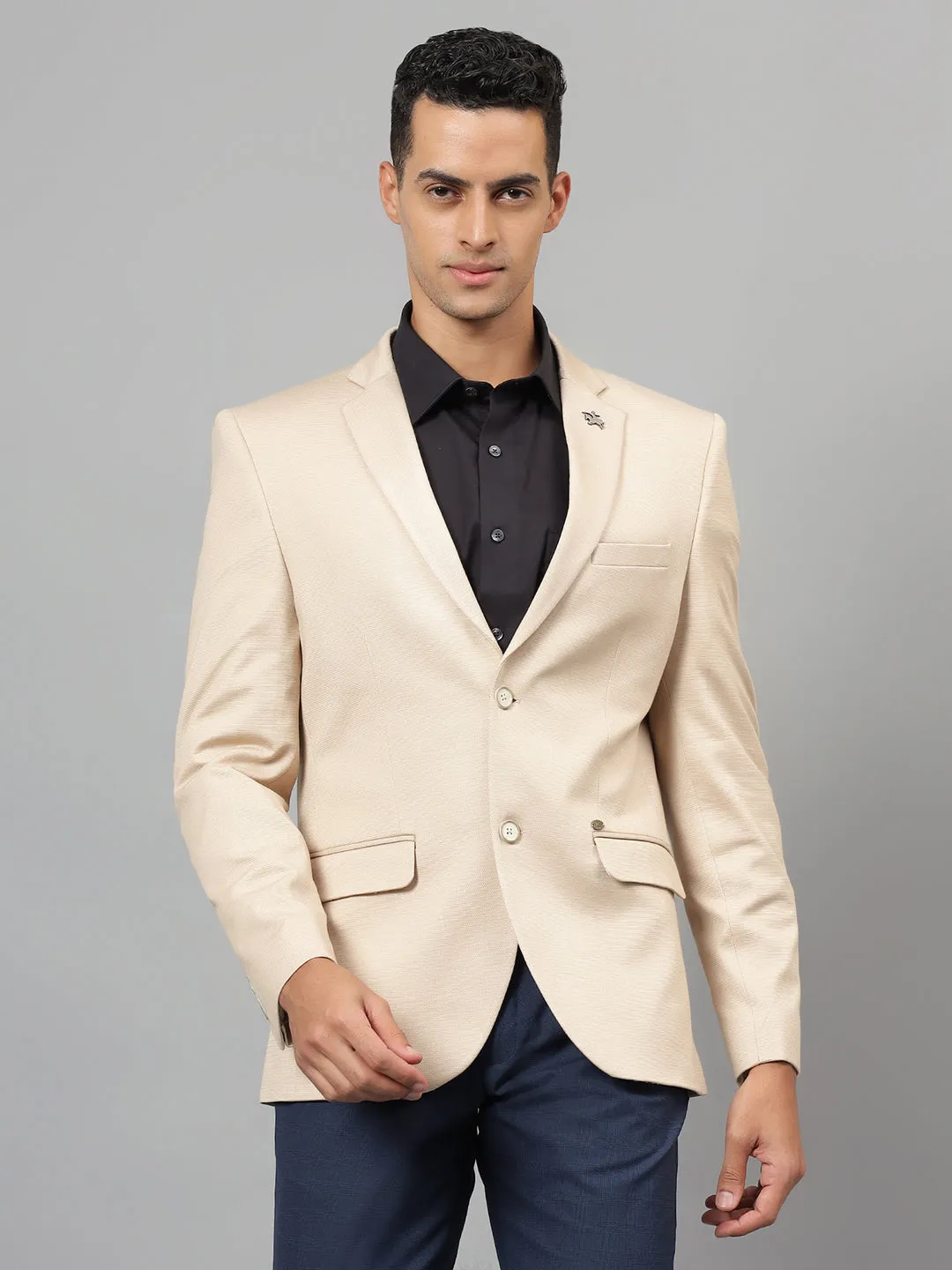 Men's Fawn Self Design Notch Lapel Casual Blazer