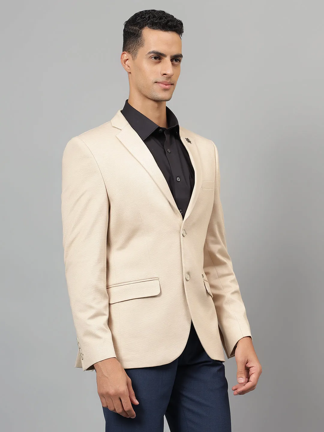 Men's Fawn Self Design Notch Lapel Casual Blazer