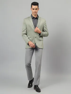 Men's Green Self Design Notch Lapel Casual Blazer