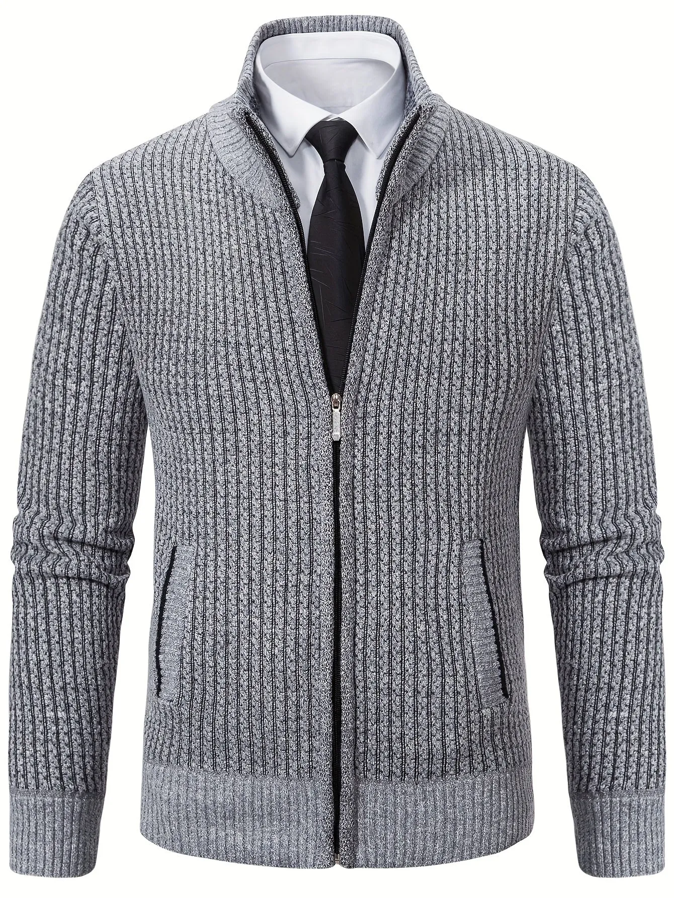 Men's Herringbone Pattern Knitted Cardigan Jacket