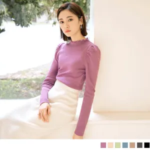 MULTI COLOR HIGH NECK LONG SLEEVE KNIT TOPS