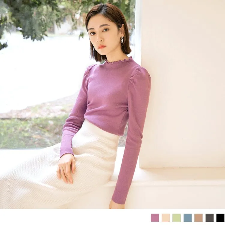 MULTI COLOR HIGH NECK LONG SLEEVE KNIT TOPS