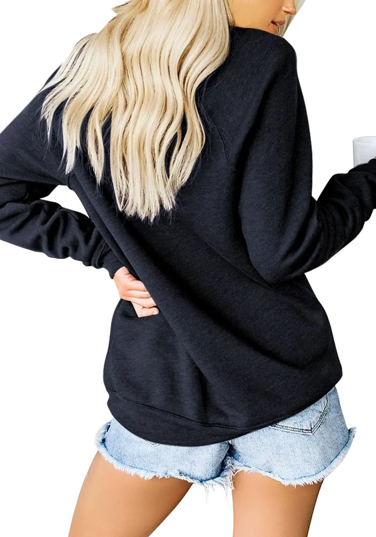 Navy Blue Statement Print Crewneck Sweatshirt