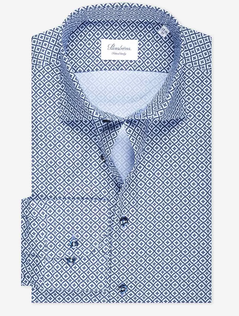 Patterned Oxford Shirt Blue