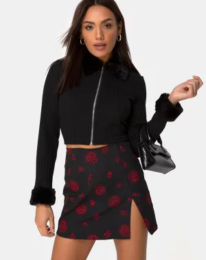 Pelmet Skirt in China Town Black Red