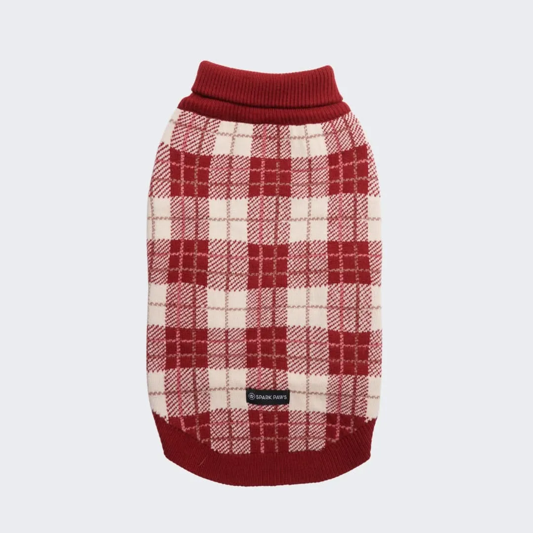 Red Plaid Dog Knit Sweater