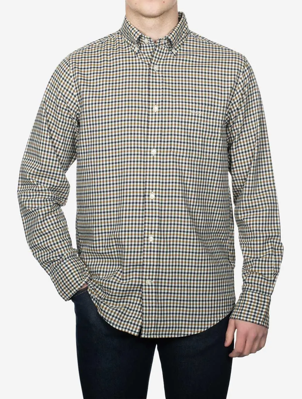 Regular Twill Micro Multi Check Shirt Eggshell