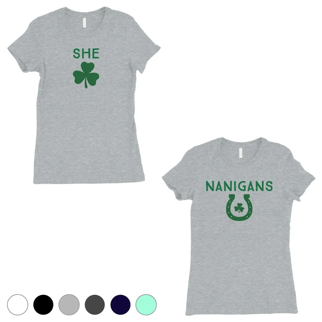 Shenanigans BFF Matching Shirts Womens Grey St Paddy's Day Outfit