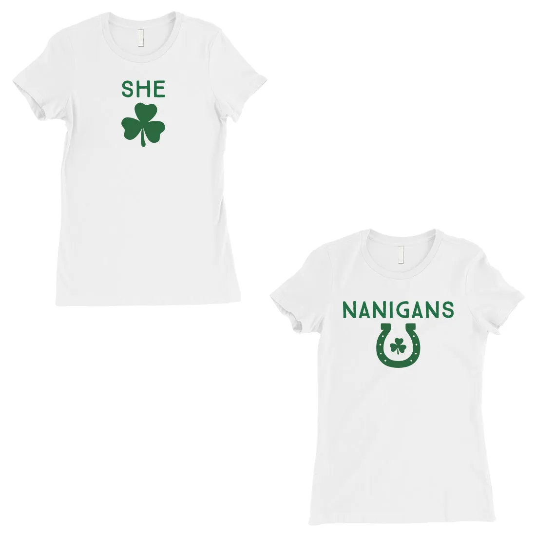 Shenanigans BFF Matching Shirts Womens White St Paddy's Day Outfit