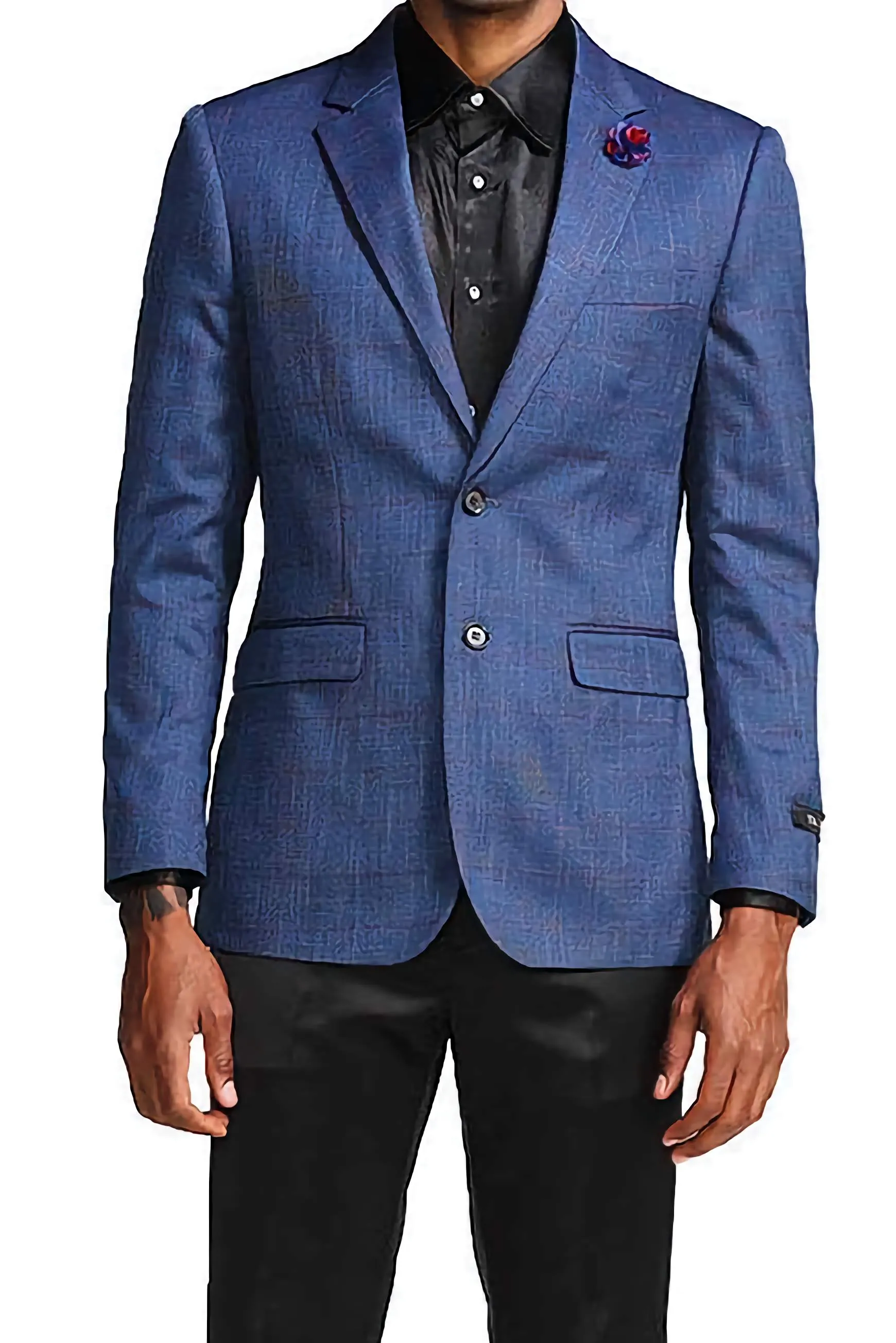 Slim Fit Windowpane Blazer 2 Button in Blue