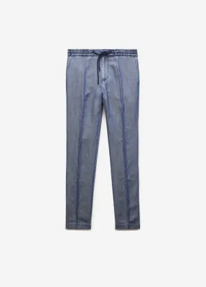 Soft Denim Drawstring Pants Light Blue