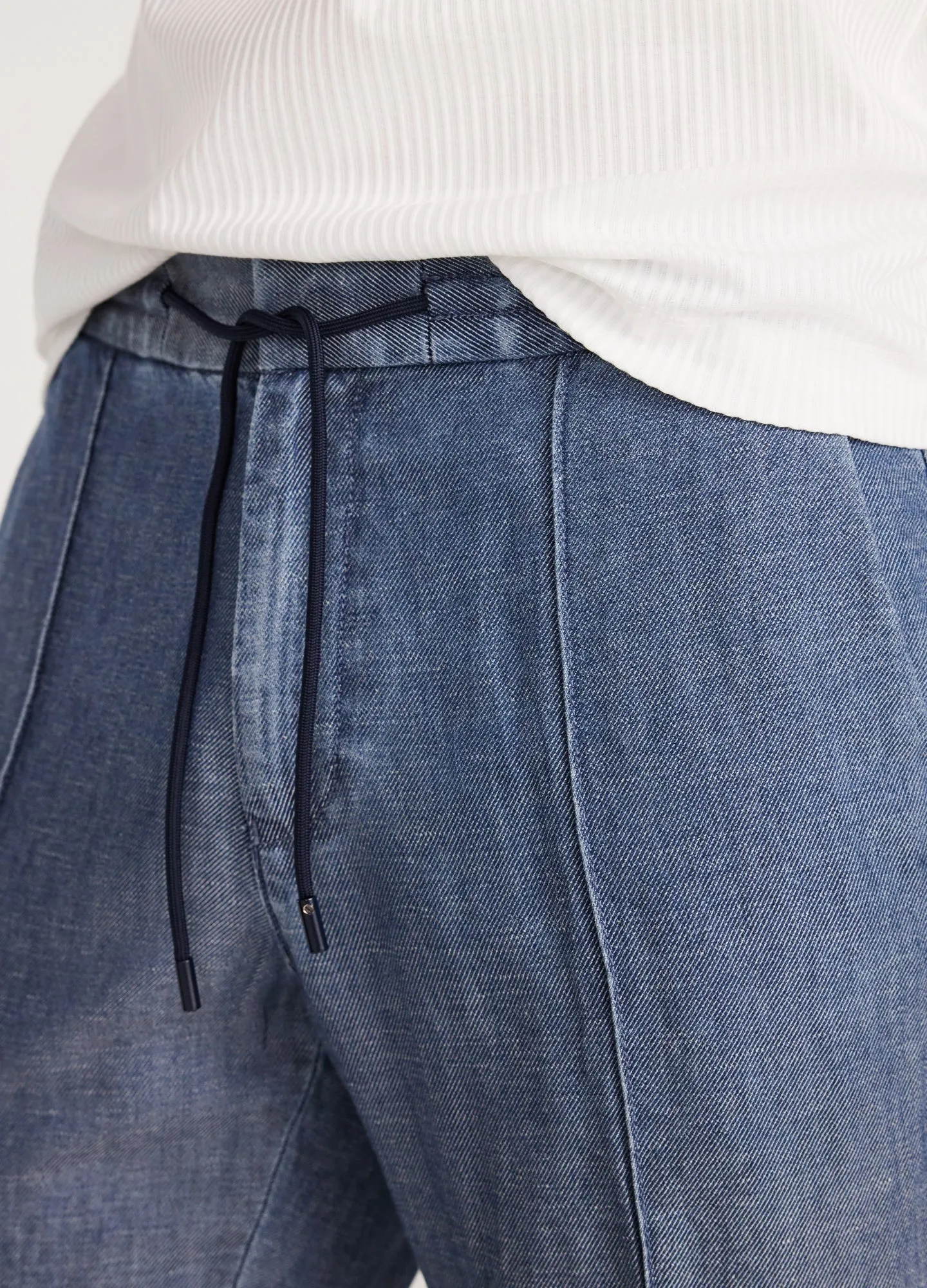 Soft Denim Drawstring Pants Light Blue