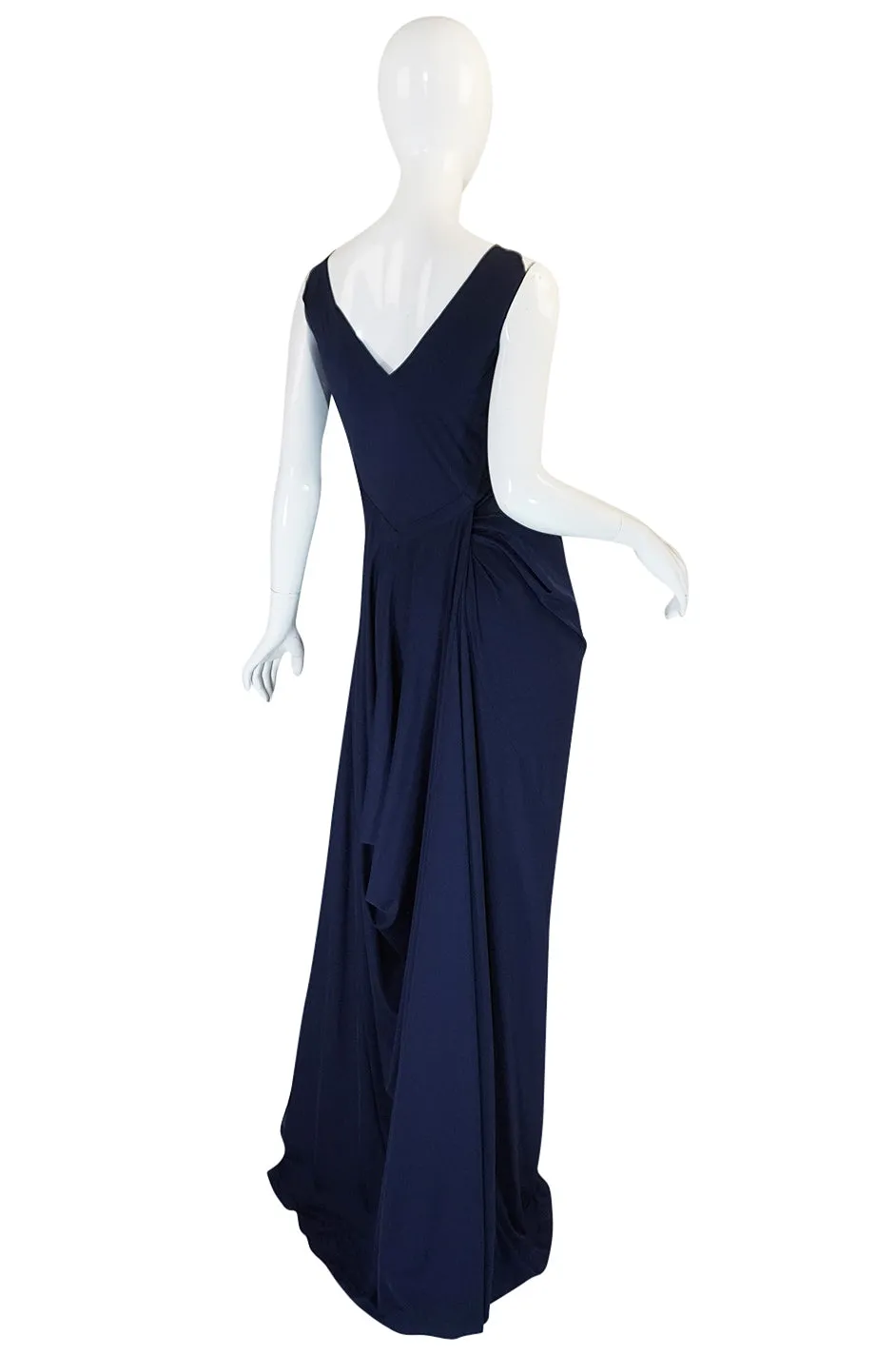 S/S 2008 Yves Saint Laurent Minimalist Navy "Bustle" Dress