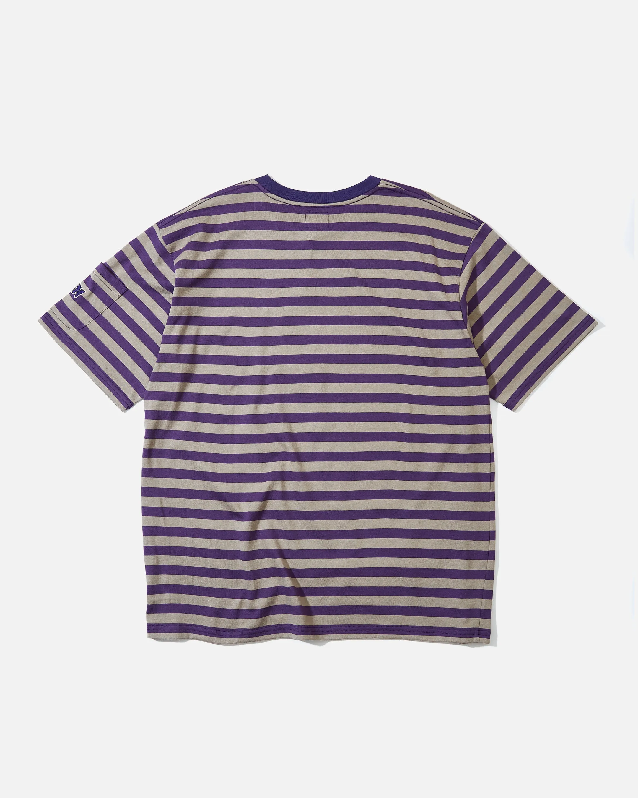 S/S Crew Neck Tee - Cotton Stripe Jersey - Purple & Grey