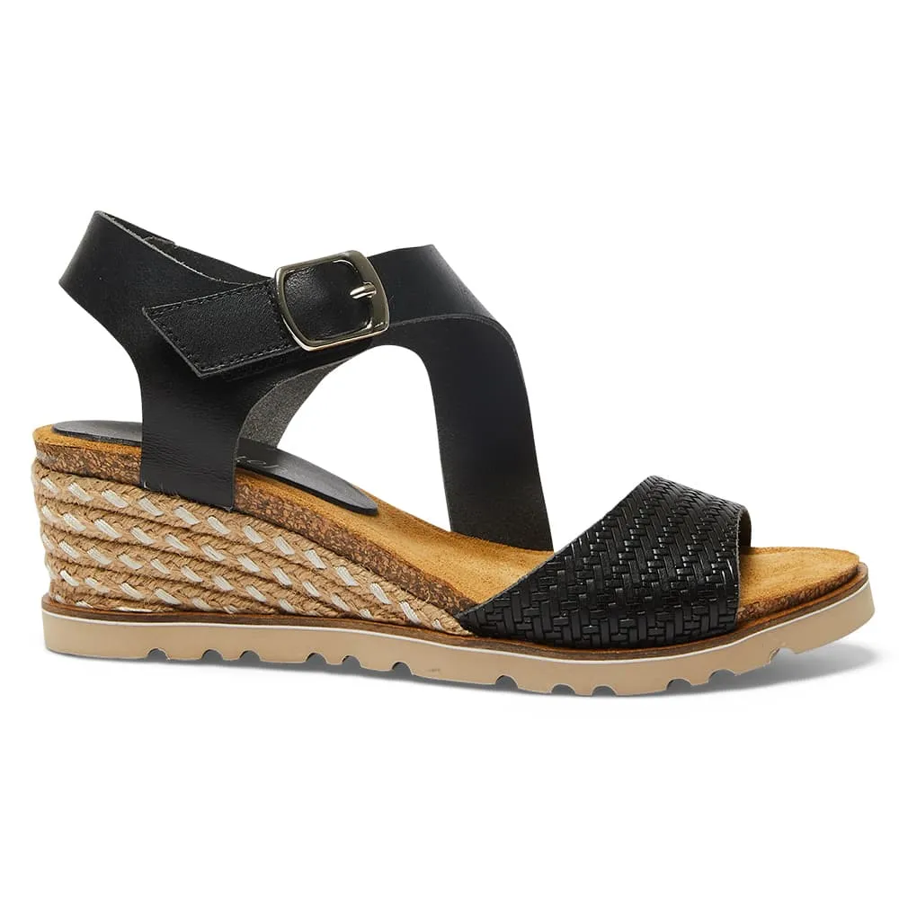 Theo Espadrille in Black Leather