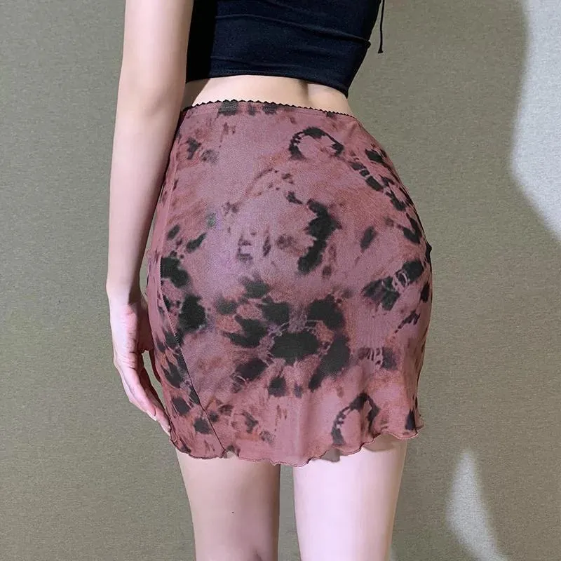 Tie Dye Mesh Mini Skirt