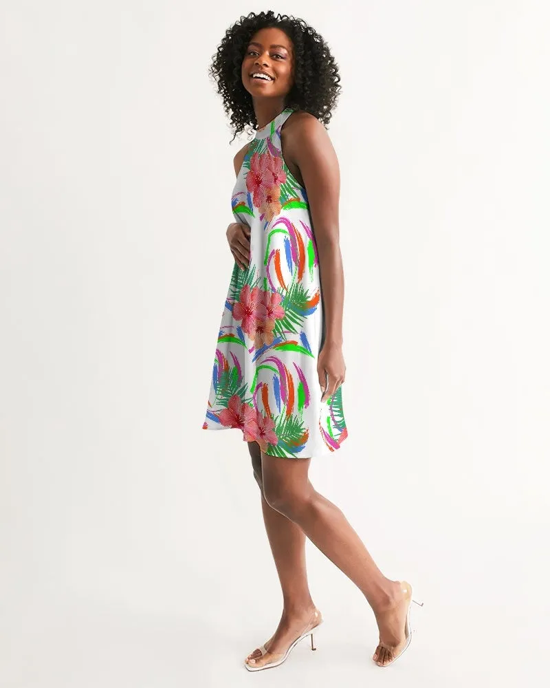 Tropical Hibiscus Halter Dress