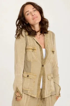 Tula Blazer - Distressed Wash Linwood