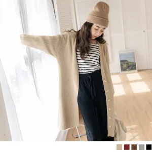 TUNIC BUTTON LONGLINE KNIT LONG SLEEVE CARDIGANS