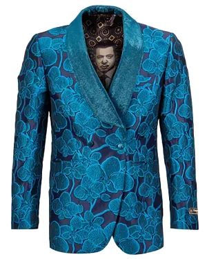 Turquoise Slim Fit Dinner Jacket Double Breasted Blazer