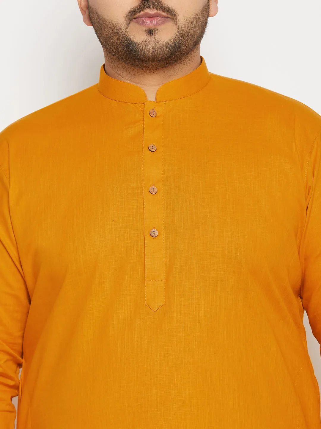 VASTRAMAY Mustard Cotton Kurta and Pyjama Set