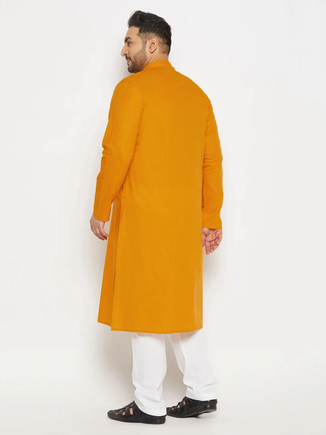 VASTRAMAY Mustard Cotton Kurta and Pyjama Set