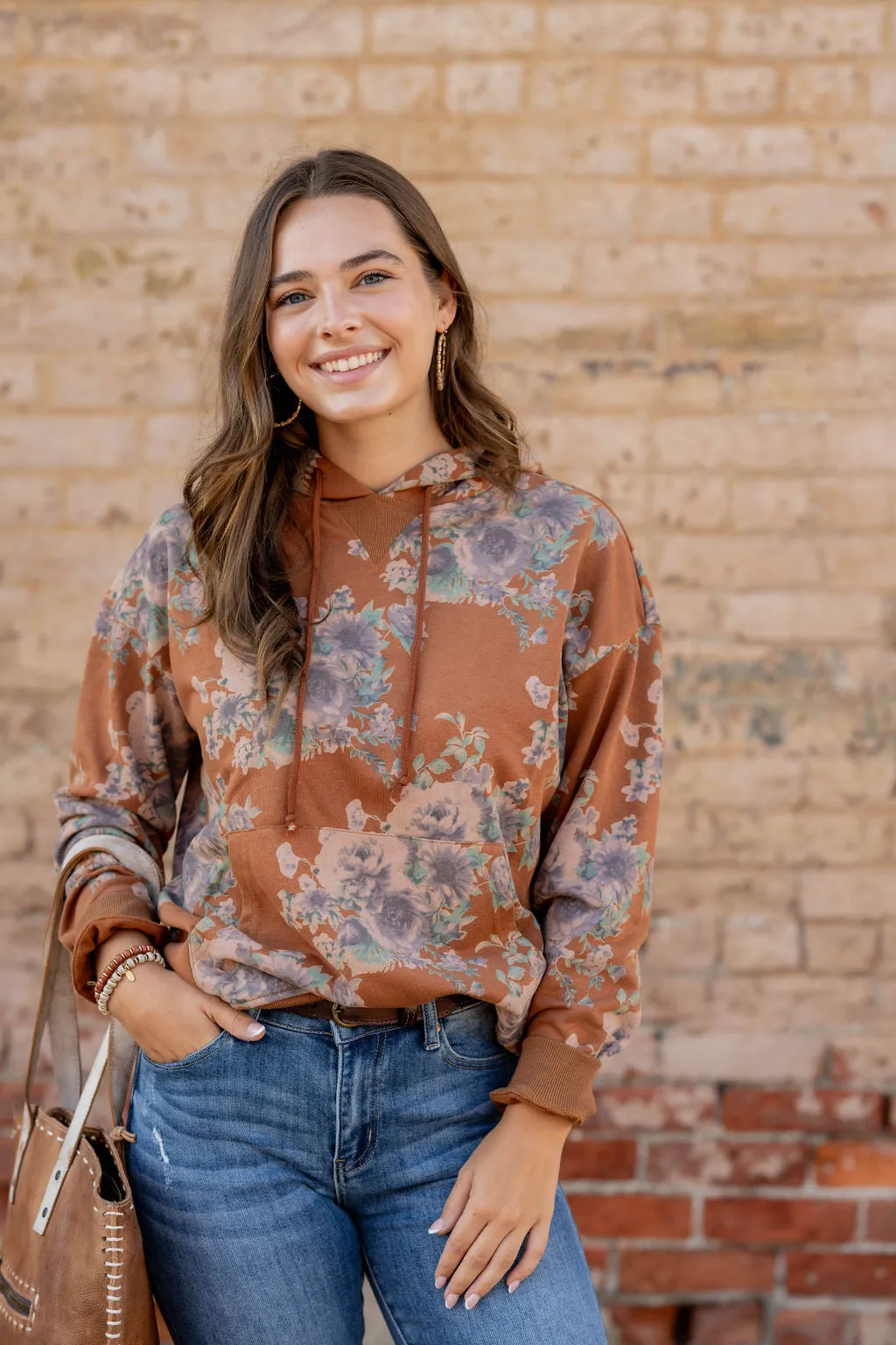 Vintage Floral Hooded Sweatshirt