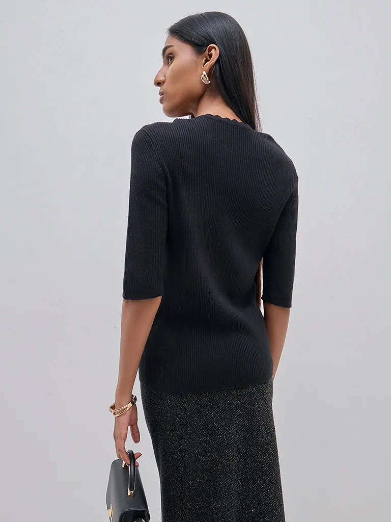 Wardrobe Black Ribbed Sweater