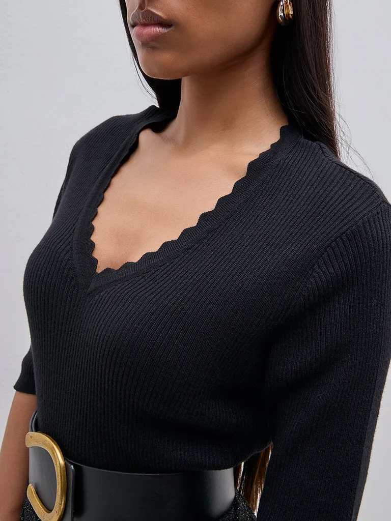 Wardrobe Black Ribbed Sweater