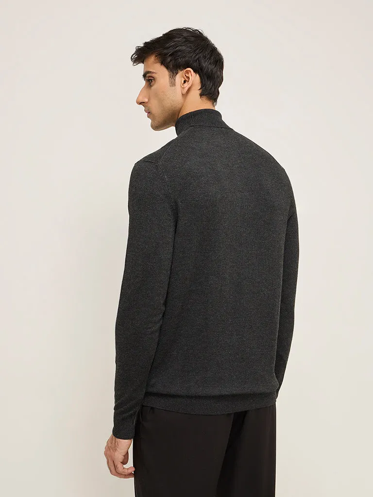 WES Formals Black Slim-Fit Sweater