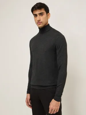 WES Formals Black Slim-Fit Sweater