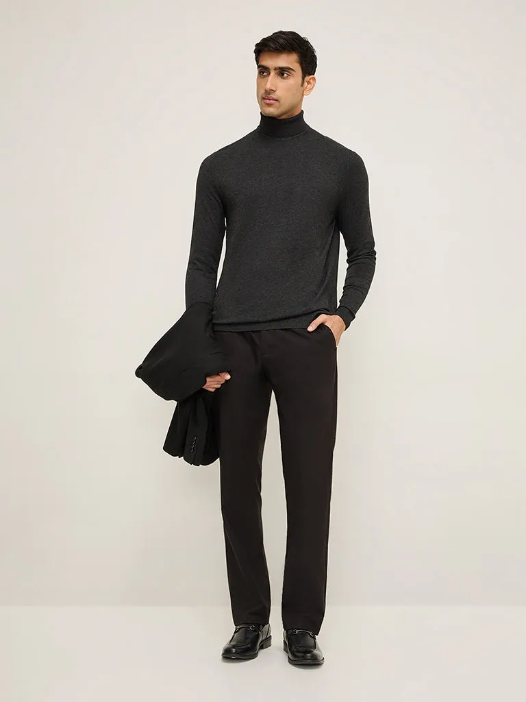 WES Formals Black Slim-Fit Sweater