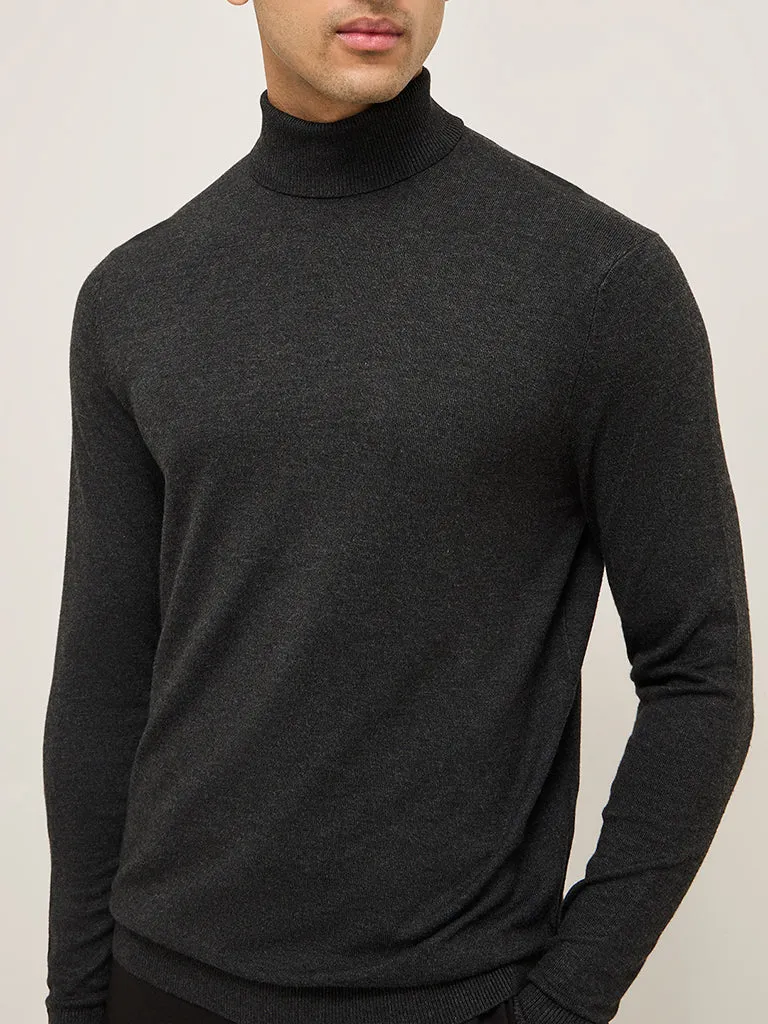 WES Formals Black Slim-Fit Sweater