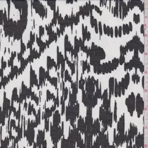 White/Black Ikat Chiffon Fabric