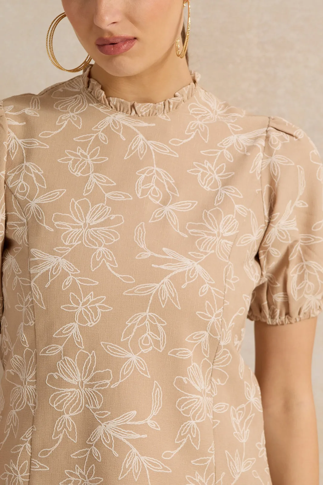 Women Beige Printed Top