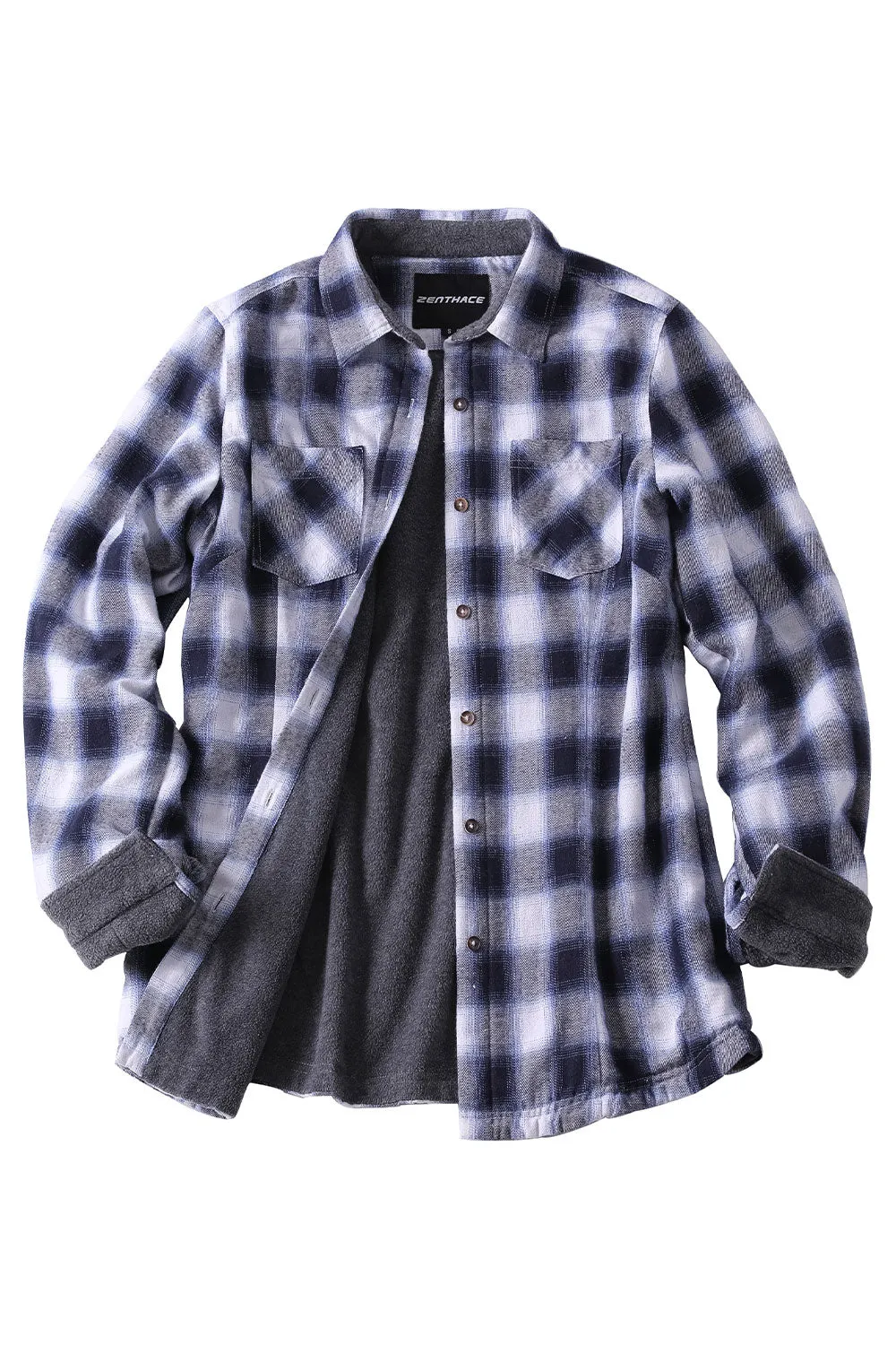 Women's Fleece Lined Plaid Button Down Flannel Shirt Jacket