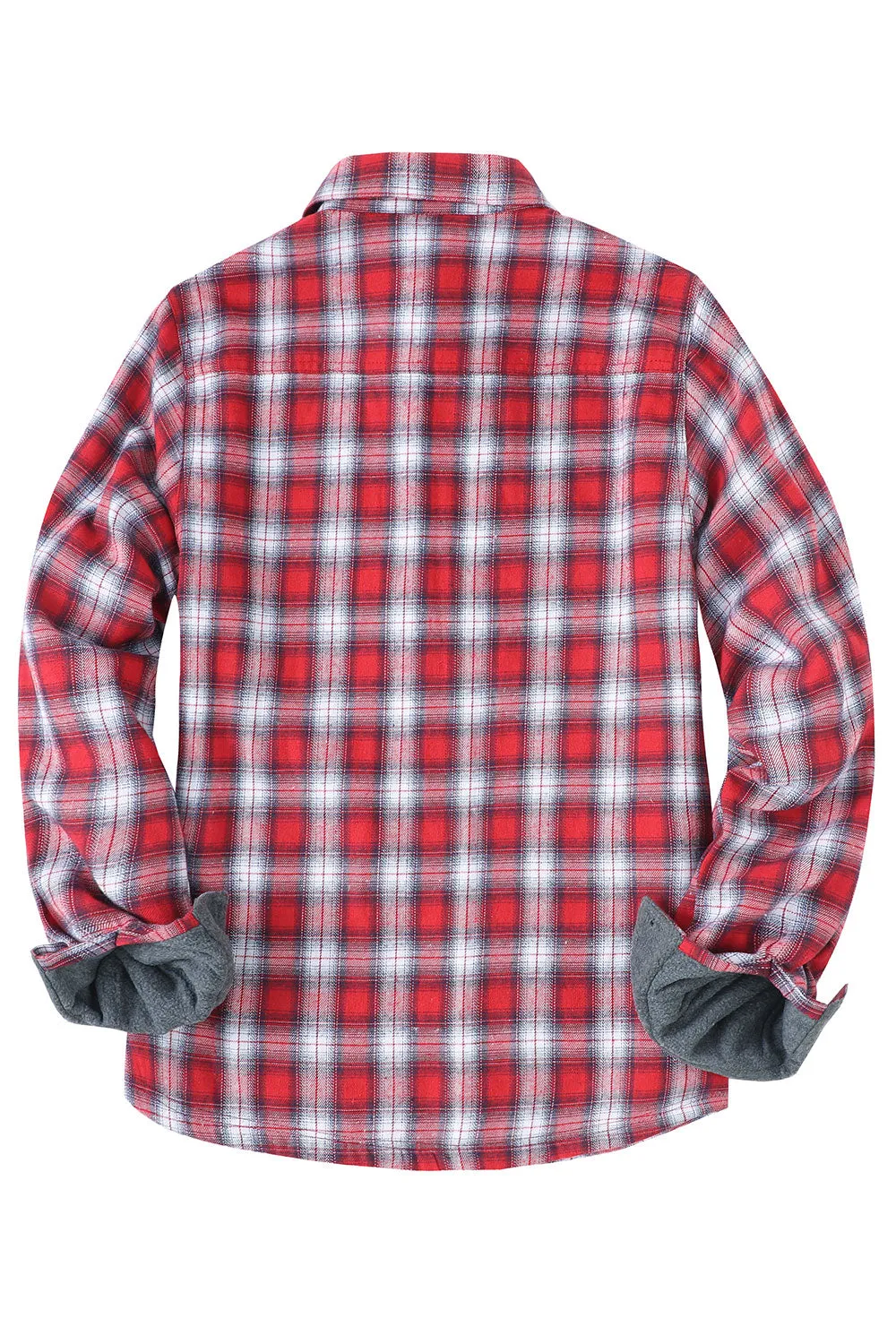 Women's Fleece Lined Plaid Button Down Flannel Shirt Jacket