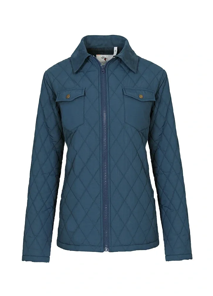 Women's Zip Up Lightweight Quilted Shirt Jacket with Flannel Lining