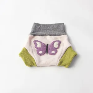 Wool Diaper Cover with Butterfly Appliqué