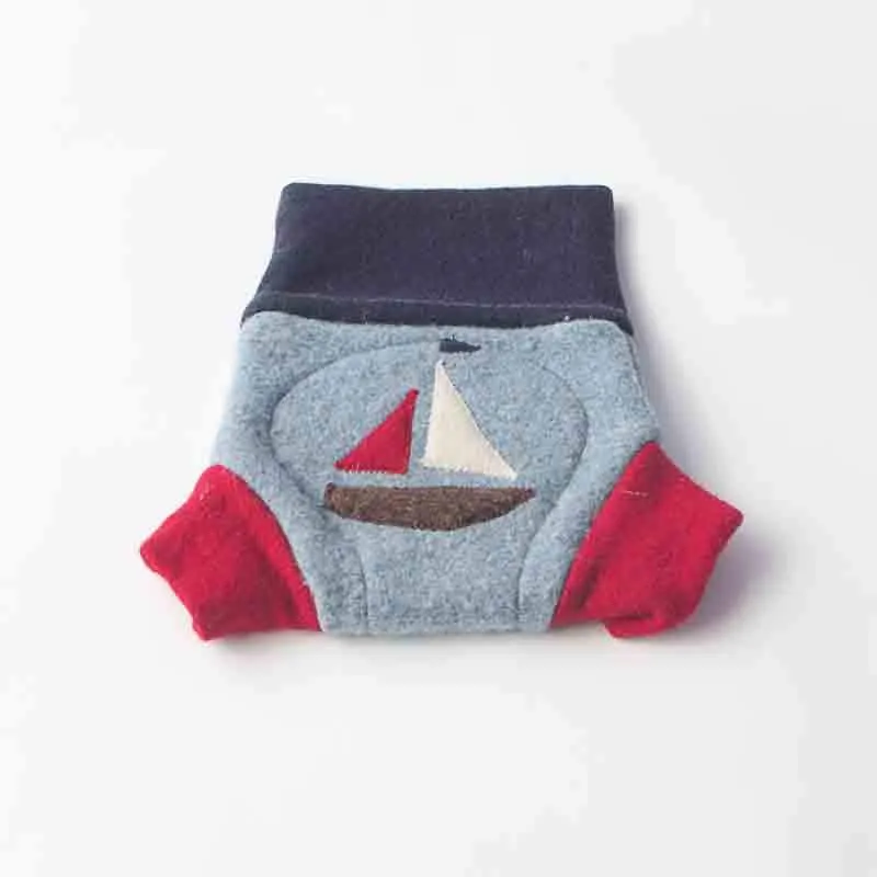 Wool Diaper Cover with Sailboat Appliqué