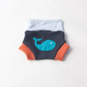 Wool Diaper Cover with Whale Appliqué